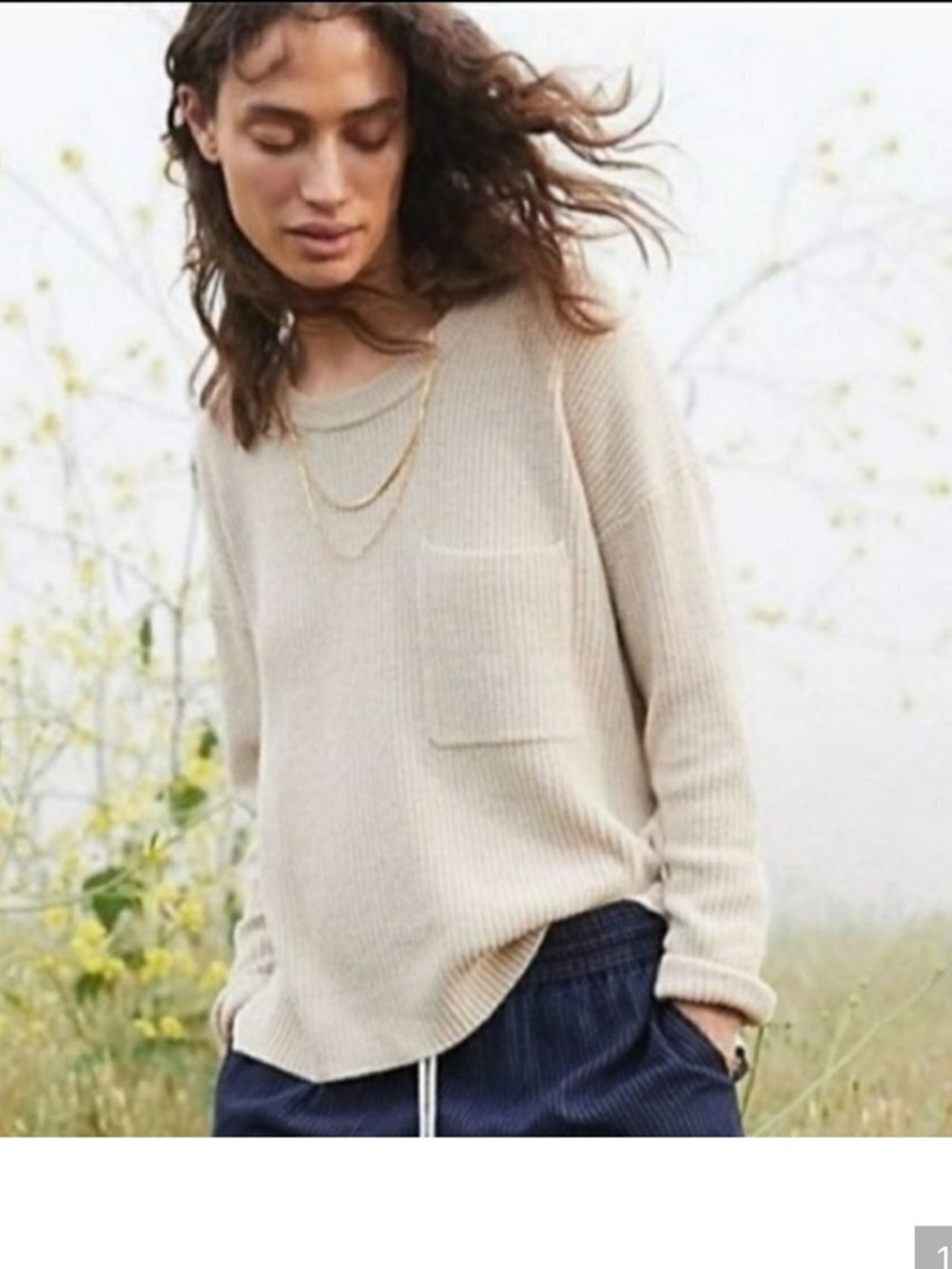 Madewell Oatmeal Thompson Ribbed Pullover Sweater Size M